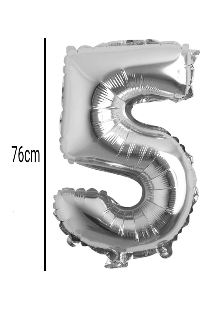 Rakam Folyo Balon Gümüş 76cm 5