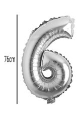 Rakam Folyo Balon Gümüş 76cm 6