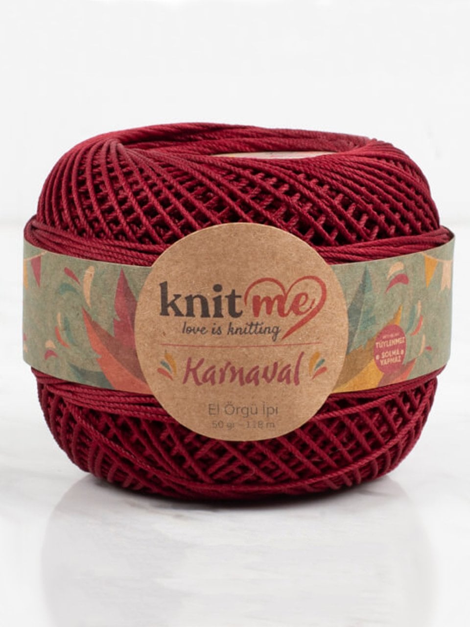 Knit Me Karnaval El Örgü İpi Açık Bordo