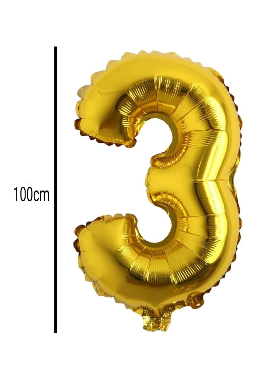 Rakam Folyo Balon Altın 100cm 3
