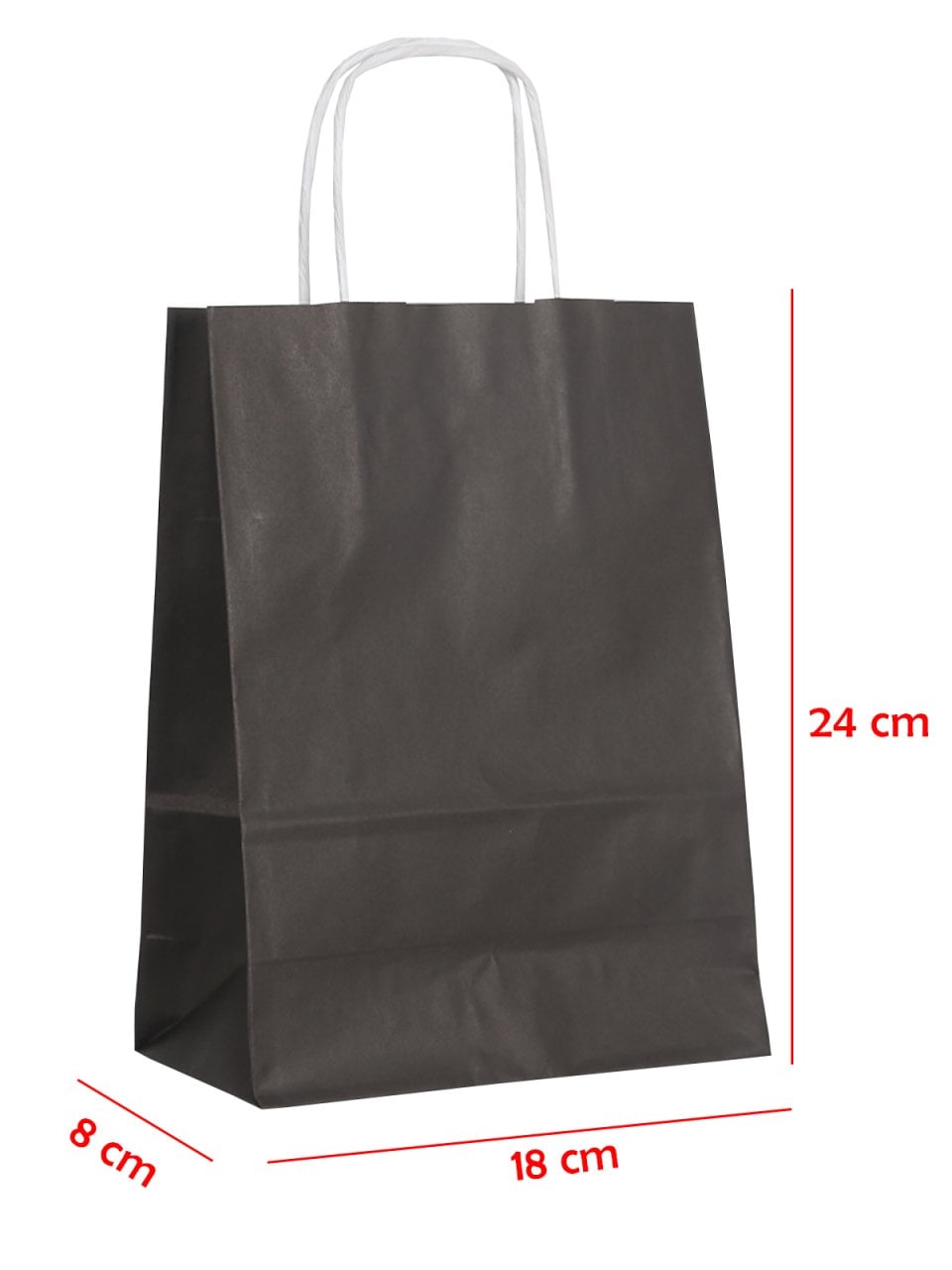 18 x 8 x 24 Büküm Saplı Kağıt Çanta (25 adet) Siyah