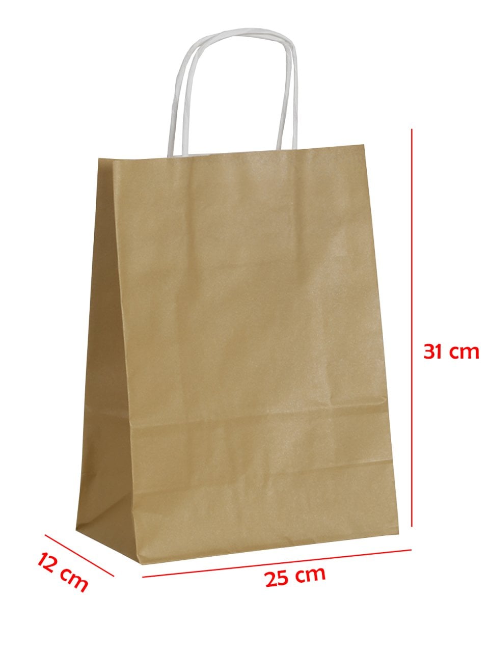 25 x 12 x 31 Büküm Saplı Kağıt Çanta (25 adet) Altın