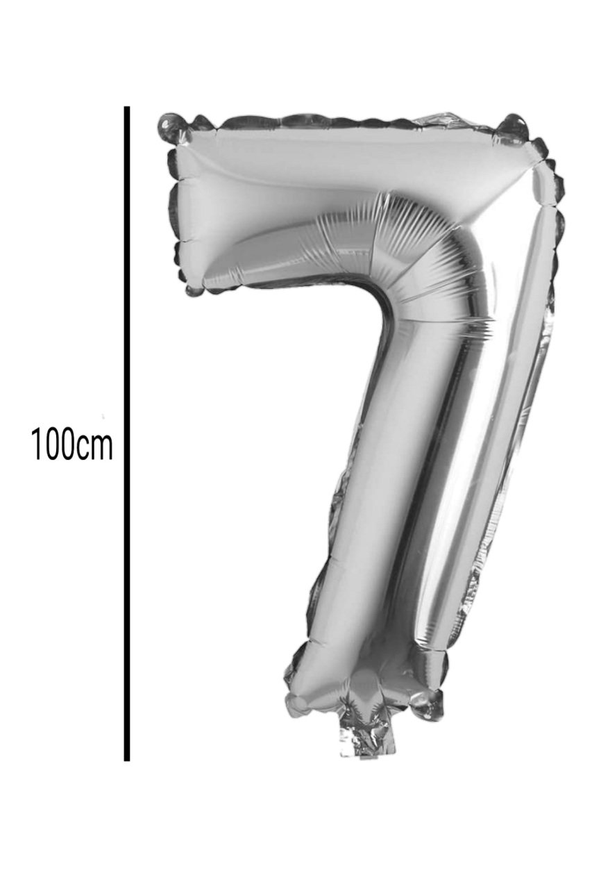 Rakam Folyo Balon Gümüş 100cm 7