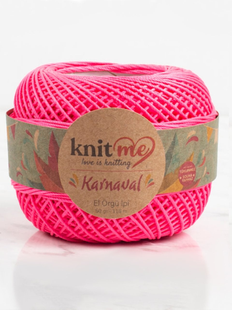 Knit Me Karnaval El Örgü İpi Neon Pembe