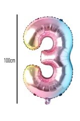 Rakam Folyo Balon Renkli 100cm 3