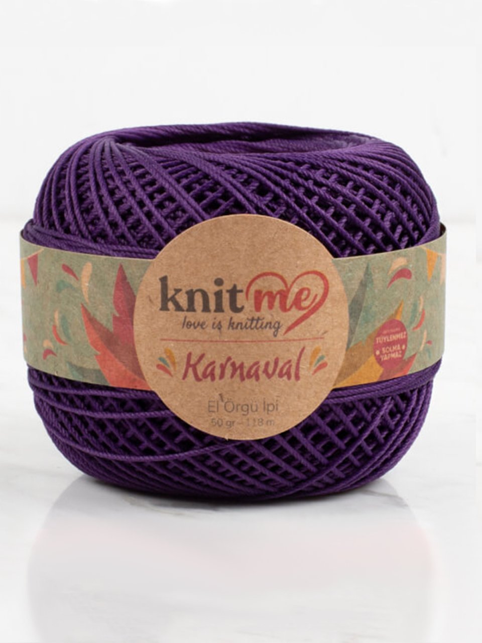 Knit Me Karnaval El Örgü İpi Patlıcan Moru